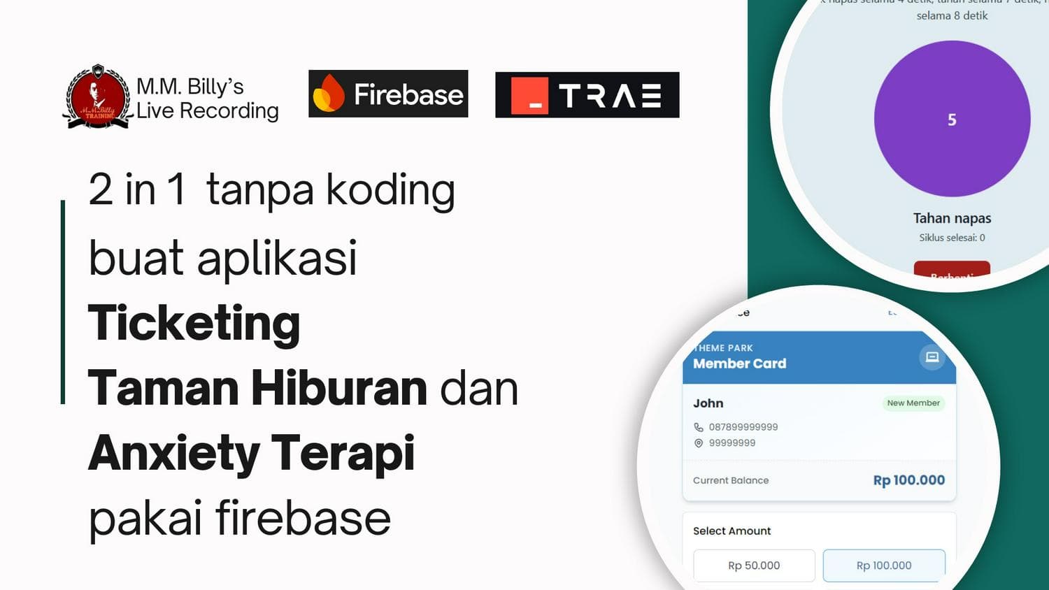 2in1 Live Tanpa Koding : Buat Aplikasi Tiketing Taman Hiburan dan Terapi Anxiety